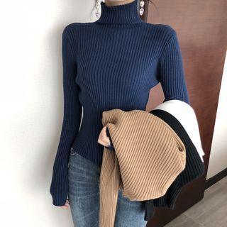 High-neck Asymmetrical Knit Top