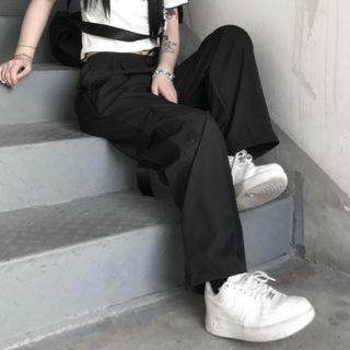 Elastic-waist Side Pocket Cargo Pants