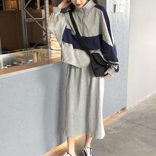 Set: Color Block Sweatshirt + Skirt