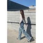 Wrap-front Fringed Wide-leg Jeans