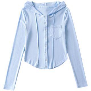 Hooded Button Cropped Jacket