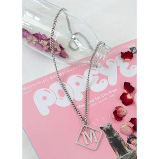 Lettering Square-pendant Chain Necklace