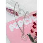Lettering Square-pendant Chain Necklace