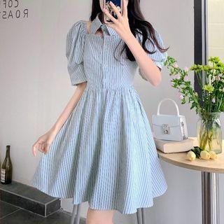 Cutout Mini A-line Shirt Dress