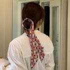 Floral Print Fabric Hair Tie Pink & Black - One Size