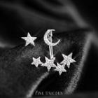 Non-matching Star Stud Earring S925 - 1 Pair - Star & Moon - One Size