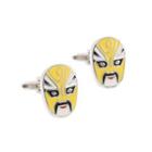 Fashion Creative Yellow Face Peking Opera Mask Cufflinks Silver - One Size