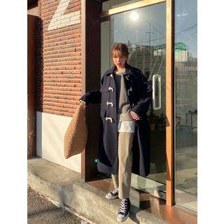 High-neck Toggle-button Long Coat