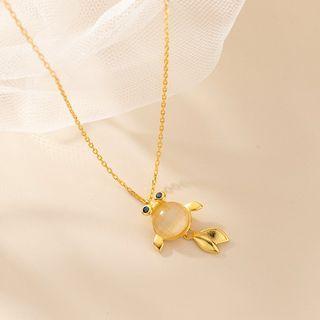 Cat Eye Stone Goldfish Necklace