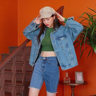 Two-tone Washed Bermuda Denim Shorts