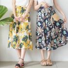 Printed A-line Midi Skirt Yellow - One Size