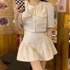 Short-sleeve Button-up Top / A-line Skirt