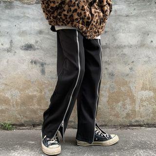 High-waist Zipped Straight Cut Pants
