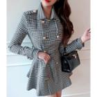 Double-breasted Houndstooth Jacket With Sash