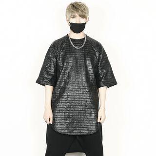 Faux-leather Patterned T-shirt