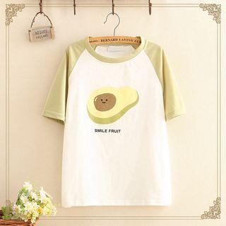 Avocado Print Raglan-sleeve Top As Shown In Figure - One Size