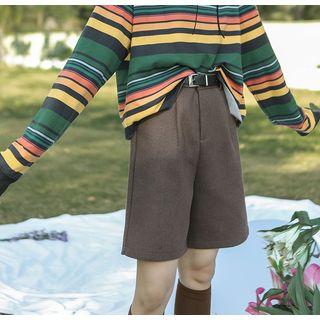 High Waist Wool Shorts