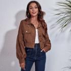 Ribbed Button-up Cropped Jacket