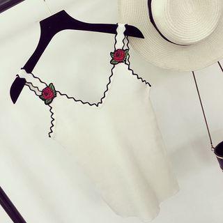 Scalloped-edge Knitted Camisole Top