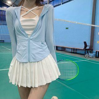 Zip-up Hoodie / Halter Crisscross Camisole Top