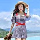 Gingham Short-sleeve Swimdress