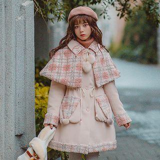 Mock Two-piece Embroidered Button Coat