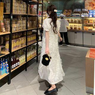 Puff-sleeve Ruffled Maxi A-line Dress