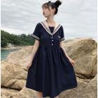 Sailor-collar Short-sleeve A-line Dress