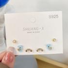 Set Of 6: Stud Earring Set Of 6 - Lx - Blue - One Size