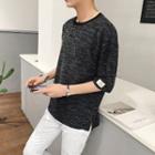 Elbow-sleeve Round Neck T-shirt