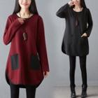 Pocketed Long-sleeve A-line Dress