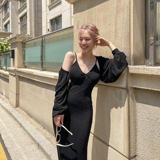 Set: Bolero + Spaghetti-strap Maxi Dress