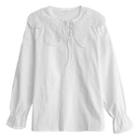 Bell-sleeve Lace Collar Shirt White - One Size