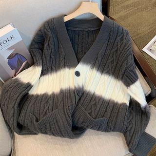 V-neck Tie-dye Print Cardigan