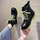 Contrast Sole Lace-up Short Boots