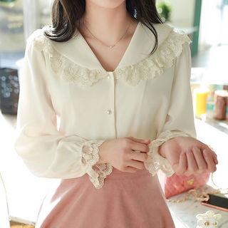 Sailor-collar Lace-edge Blouse
