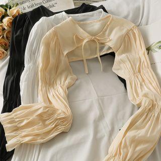 Tie-neckline Ruched Cape Top