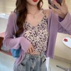 Floral Print Cropped Camisole Top / Cropped Cardigan