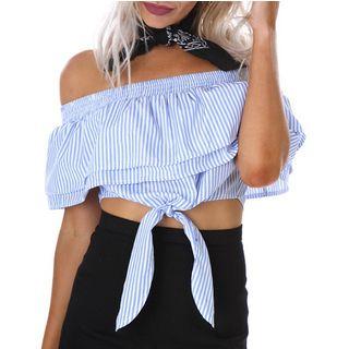 Off-shoulder Striped Cropped Top