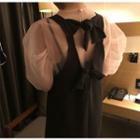 Puff-sleeve Plain Blouse / Sleeveless Plain Dress