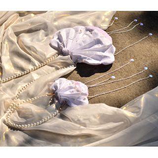 Faux Pearl Shell Sequined Crossbody Bag