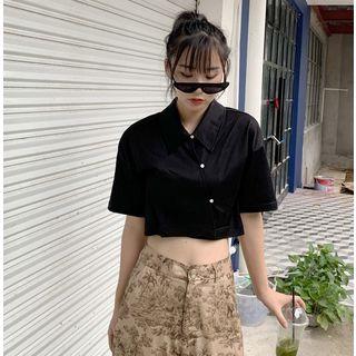 Asymmetric Crop Polo Shirt