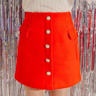 Button-detail Flap-detail Skirt