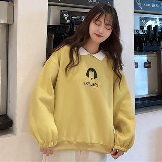 Contrast Collar Print Sweatshirt