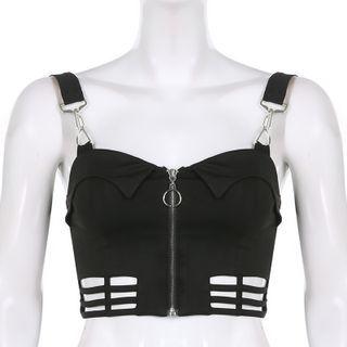 Cropped Cutout Zip Camisole Top