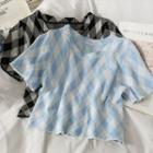 Argyle Slim-fit Crop T-shirt