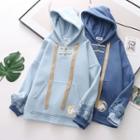 Frog Button Rabbit Embroidered Hoodie