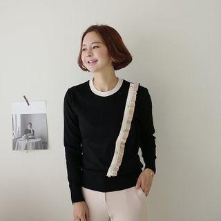 Frill-trim Ringer Knit Top