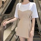 Short-sleeve Paneled Mini A-line Dress