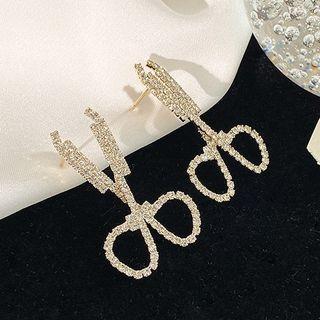 Rhinestone Scissors Earring 1 Pair - Silver - One Size